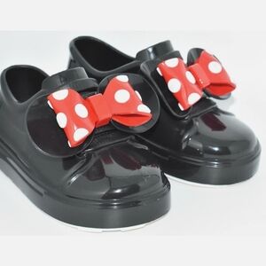 Mini Melissa Mickey & Minnie Mouse Black Rubber Slip On Toddler Girls Shoes (9)